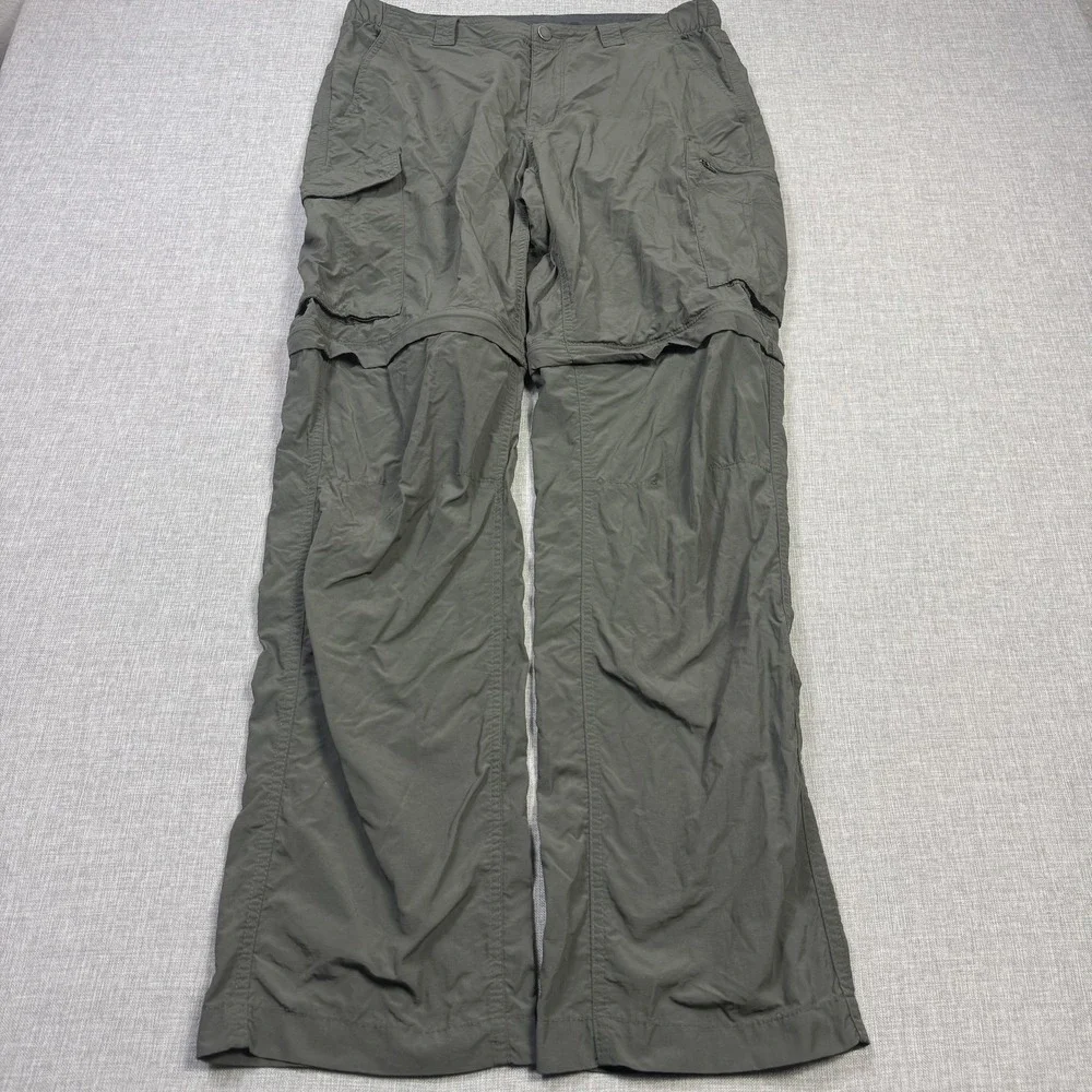 Columbia Convertible Cargo Pants Mens 34x32 Green Omni-Shade Light Quick Dry